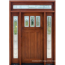 Mahogany Solid Wood Door with Glass Side-Lite and Transom